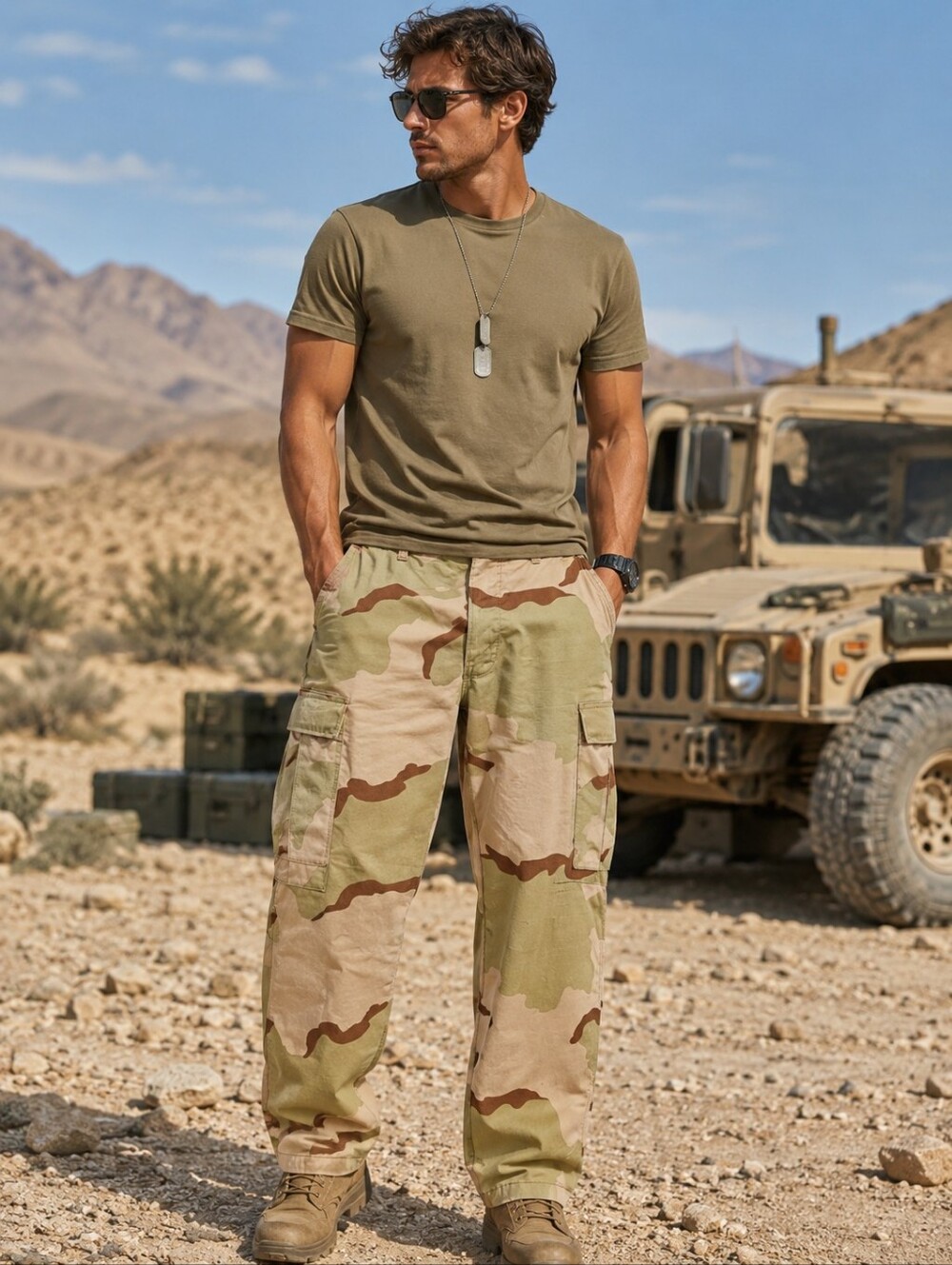 US MILITARY Cargo Pants Mens Medium Short Desert Camo DCU Combat Utility
